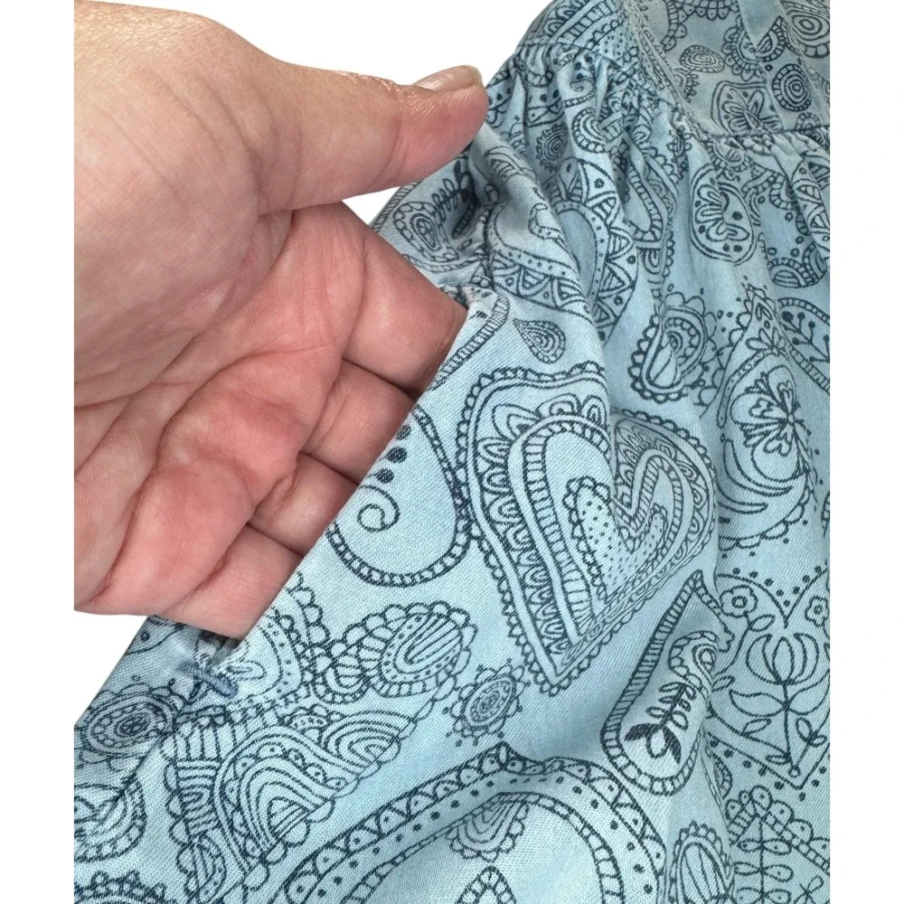 Arizona Jean Co Girls Blue Paisley Heart Cotton Shirt Dress Sz S 6/7 Sleeveless